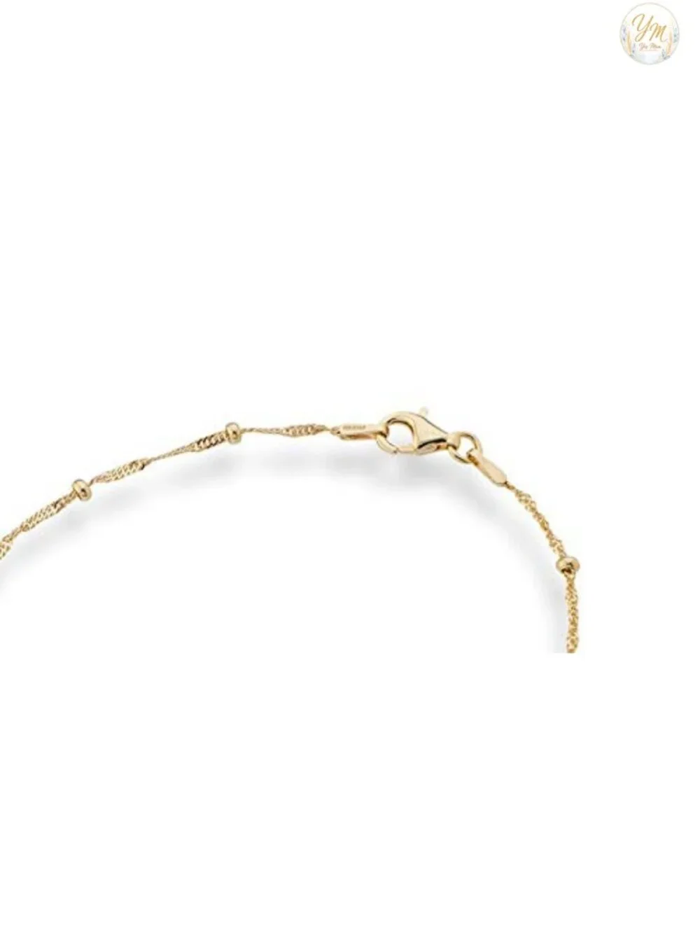 18K Gold Plated Sterling Silver Bead Chain Necklace Dainty 18 Inch
